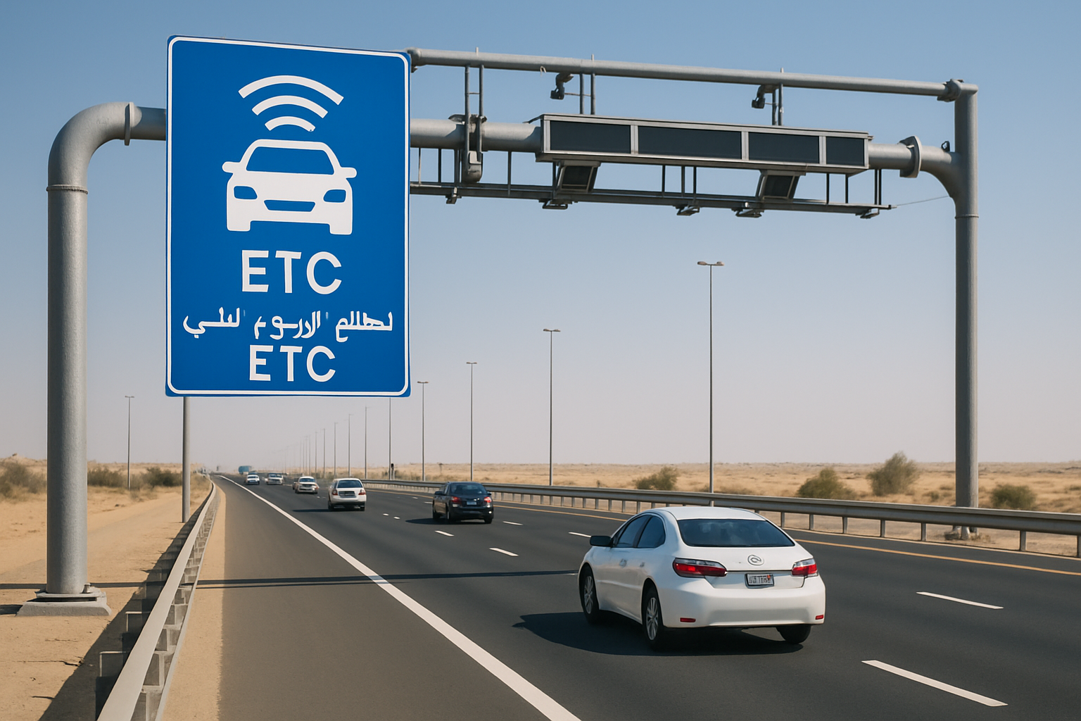 Electronic toll payment system at a UAE highway