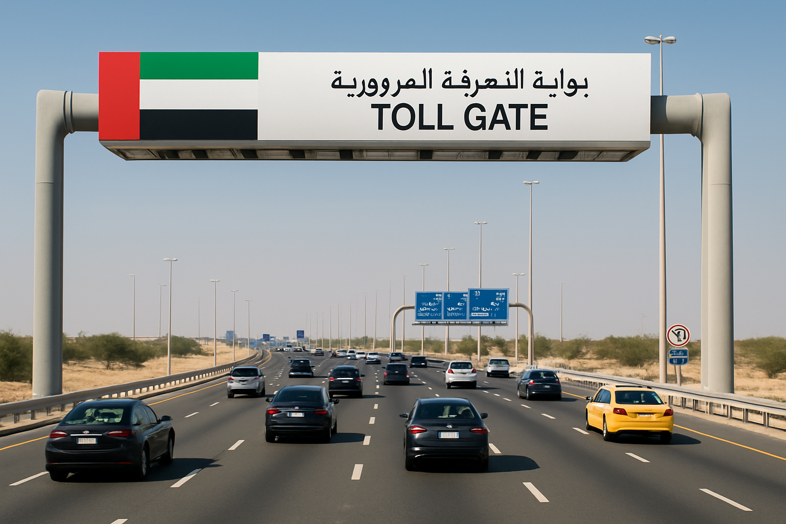 Smooth traffic flow on a managed paid road in the UAE